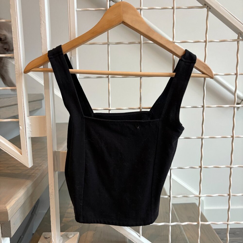 Social Tourist Hollister Black Corset-like Square Neck Tank Top XS